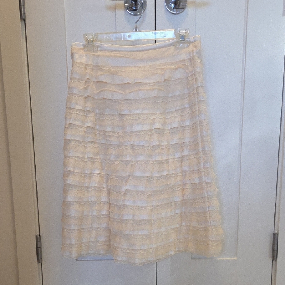BCBG MaxAzria Cream Layered A-Line Skirt